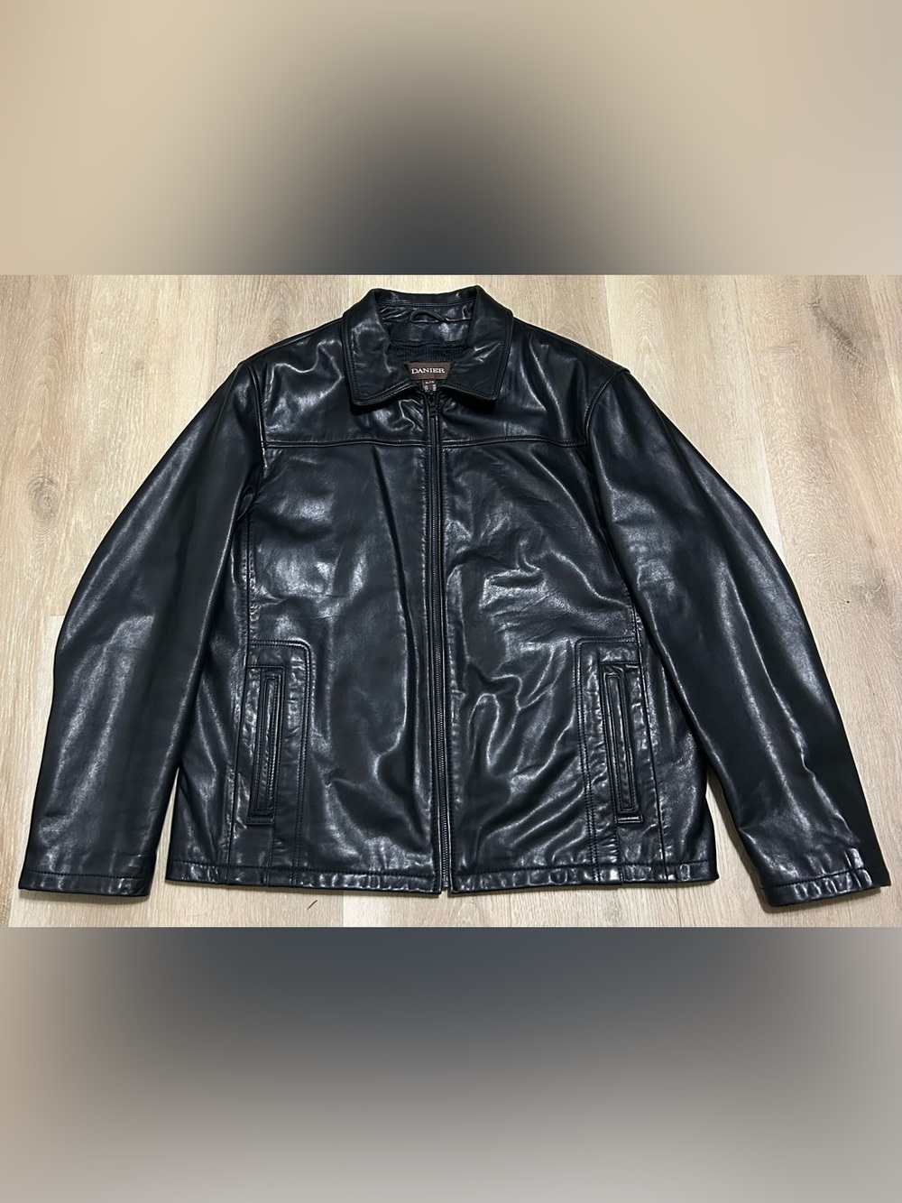 Danier Black Leather Bomber Jacket